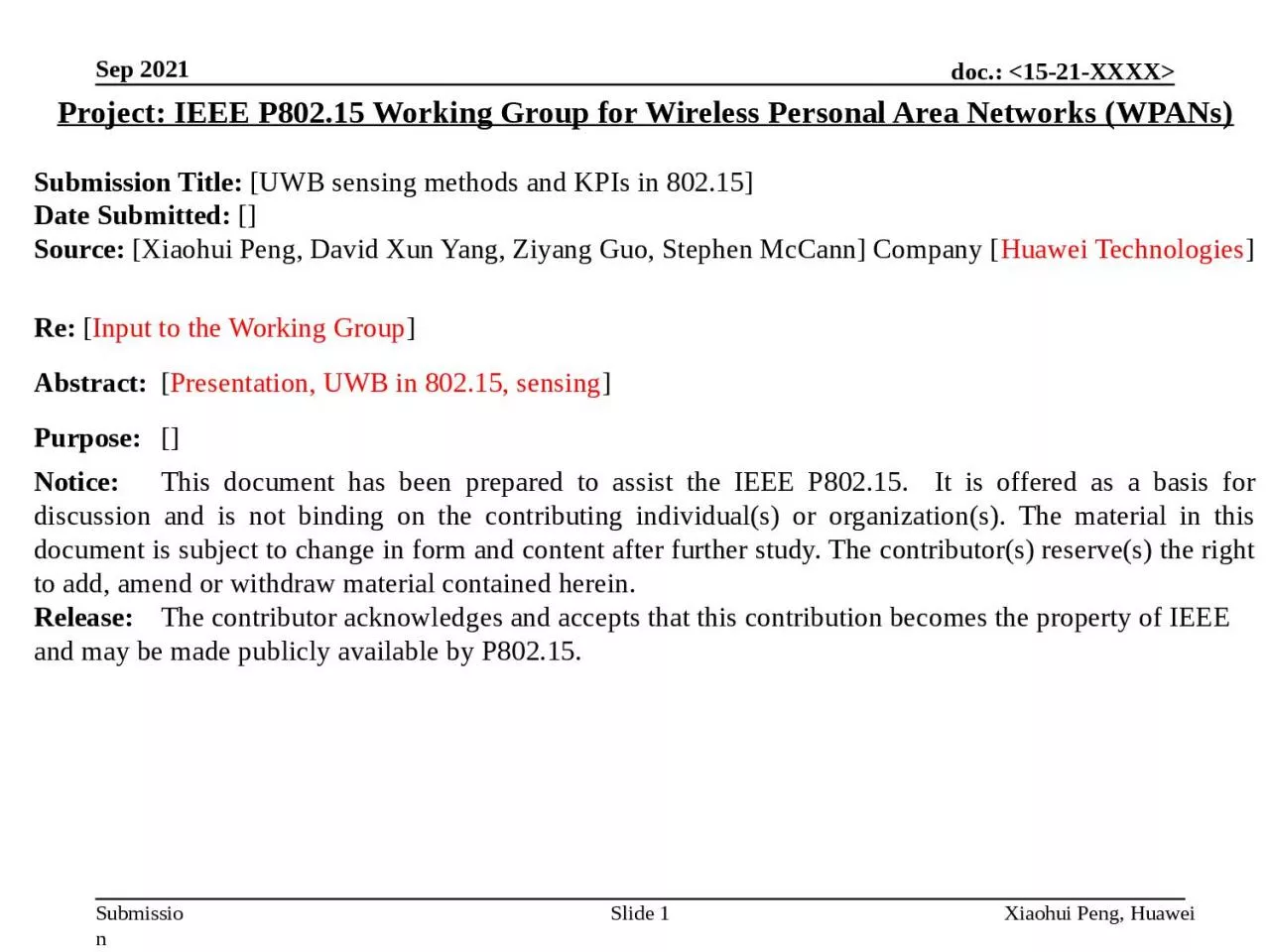 PPT-Sep 2021 Xiaohui Peng, Huawei