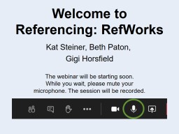 Welcome to Referencing: RefWorks