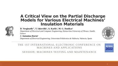   A Critical View on the Partial Discharge Models for Various Electrical Machines’