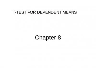 T-TEST FOR DEPENDENT MEANS