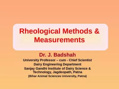 Rheological  Methods & Measurements