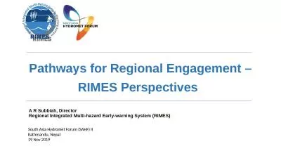 Pathways for Regional Engagement – RIMES Perspectives