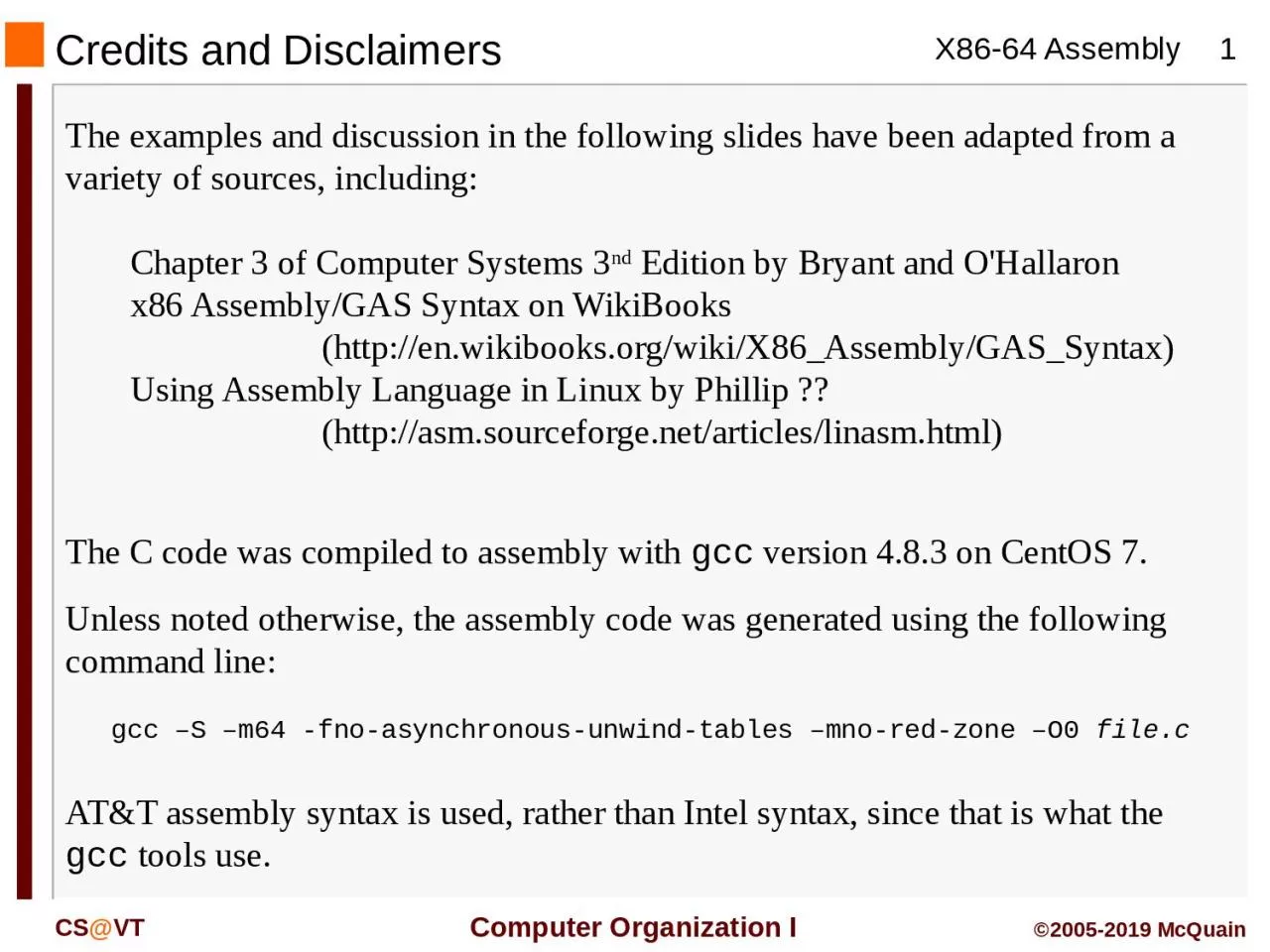 PPT-Credits and Disclaimers The examples and discussion in the following slides have been