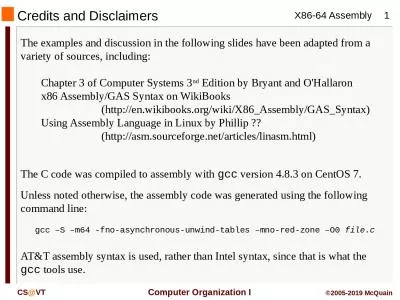 Credits and Disclaimers The examples and discussion in the following slides have been adapted from