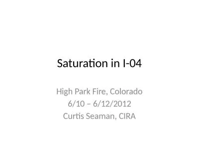 Saturation in I-04 High Park Fire, Colorado