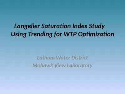 Langelier  Saturation Index Study     Using Trending for WTP Optimization