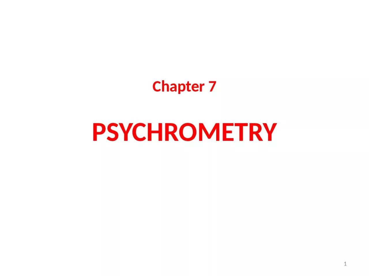Chapter 7 PSYCHROMETRY 1