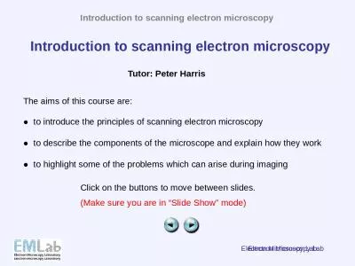 Electron Microscopy Lab Introduction to scanning electron microscopy