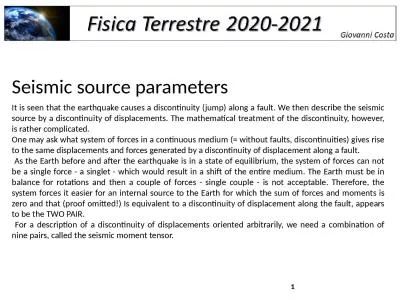 1 Seismic source parameters