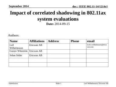 September 2014 Leif Wilhelmsson, Ericsson AB