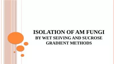 Isolation of  AM fungi  BY WET SEIVING AND SUCROSE GRADIENT METHODS