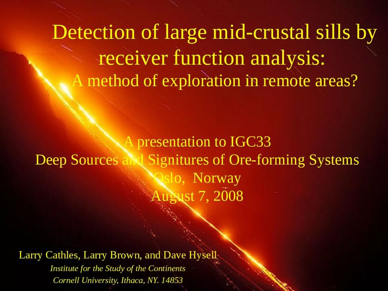 PPT-Detection of large mid-crustal sills by receiver function analysis: