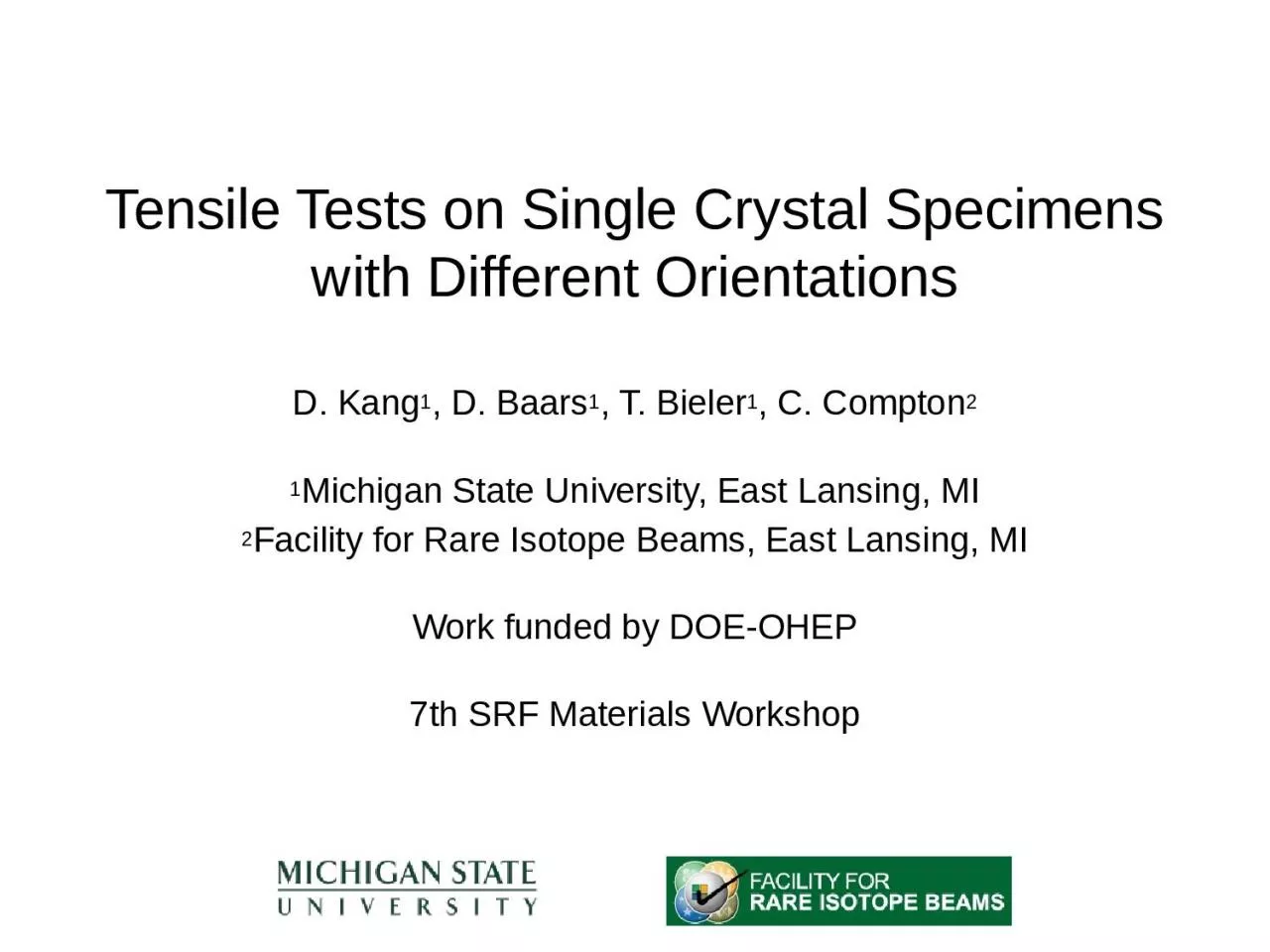 PPT-Tensile Tests on Single Crystal Specimens with Different Orientations