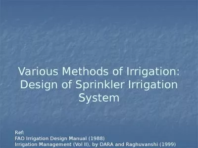 Various Methods of Irrigation: