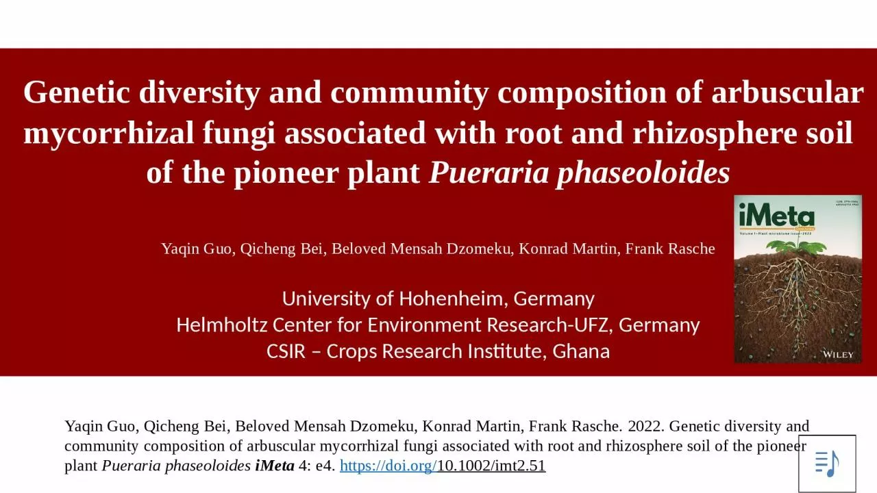 PPT-Genetic diversity and community composition of arbuscular mycorrhizal fungi associated