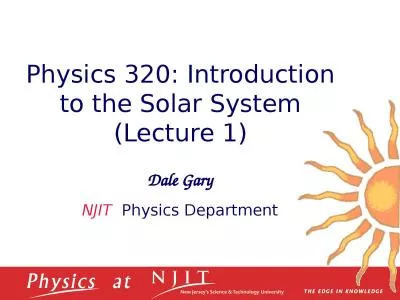 Physics 320:  Introduction to the Solar System