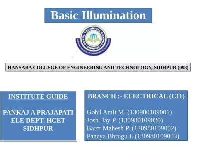 Basic Illumination BRANCH :- ELECTRICAL (C11)