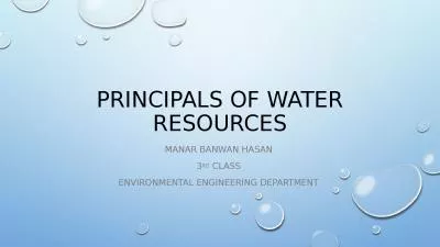 Principals of water resources