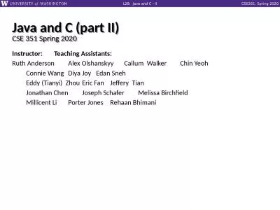 Java and C (part II) CSE 351 Spring 2020