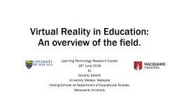 Virtual  Reality in  Education: