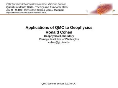 Applications of QMC to Geophysics