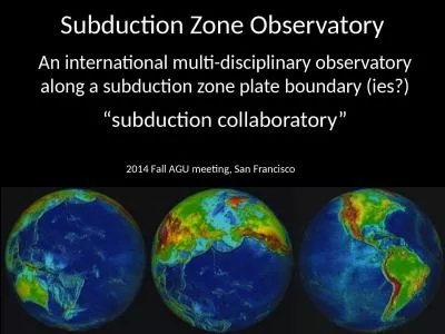 Subduction  Zone Observatory