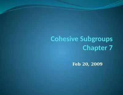 Cohesive  Subgroups Chapter 7