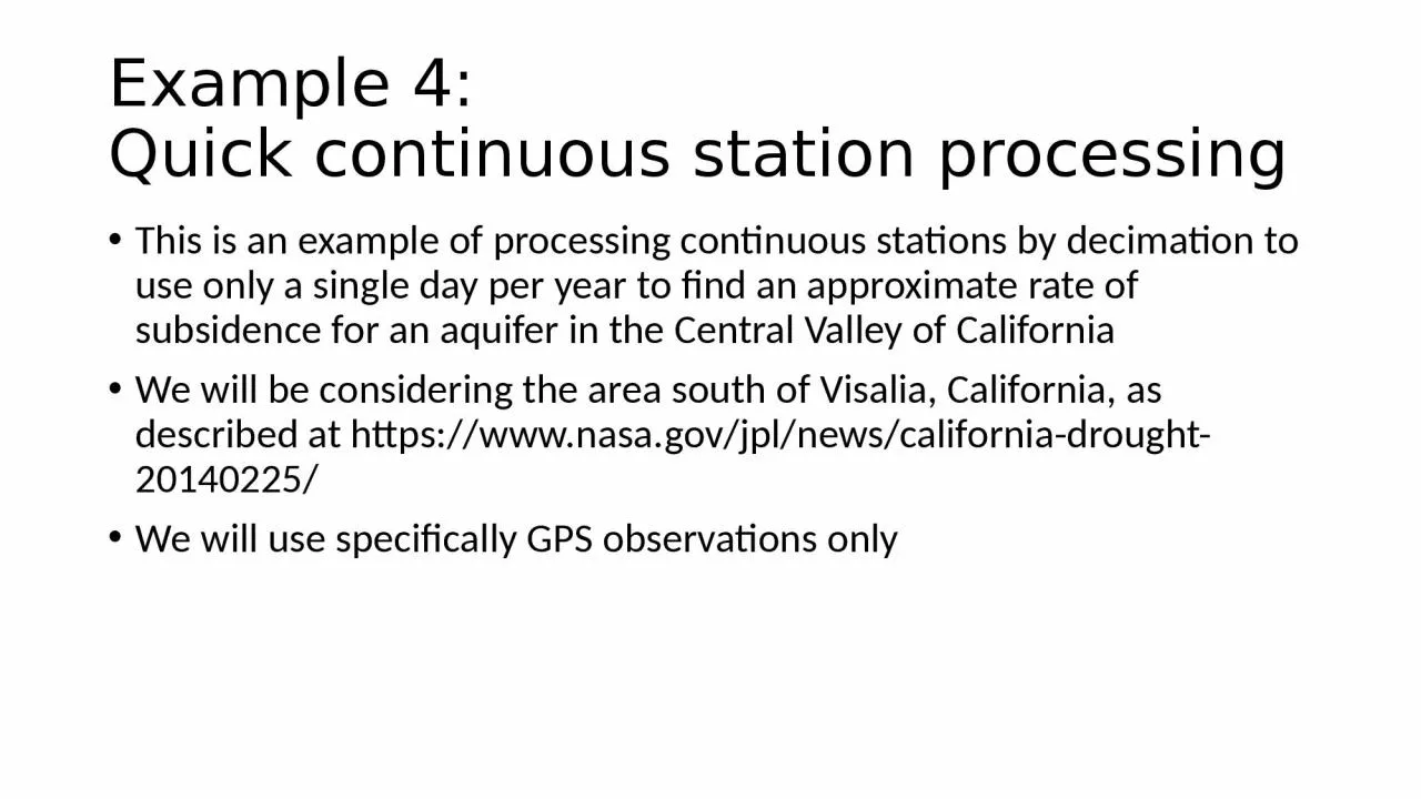 PPT-Example 4: Quick continuous station processing