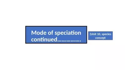 Mode of speciation continued…………….