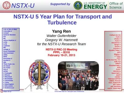 NSTX-U 5 Year Plan for Transport and Turbulence