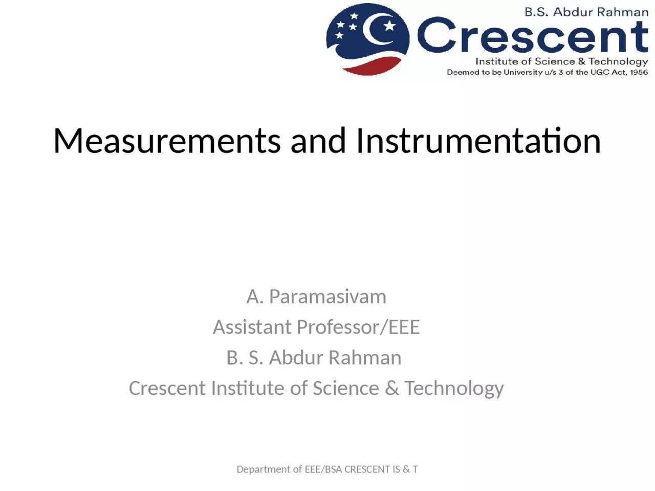 PPT-Measurements and Instrumentation