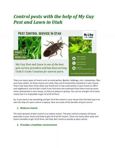 Control pests with the help of My Guy Pest and Lawn in Utah