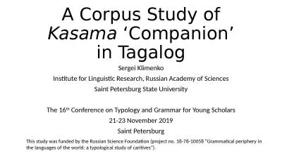 A Corpus Study of  Kasama