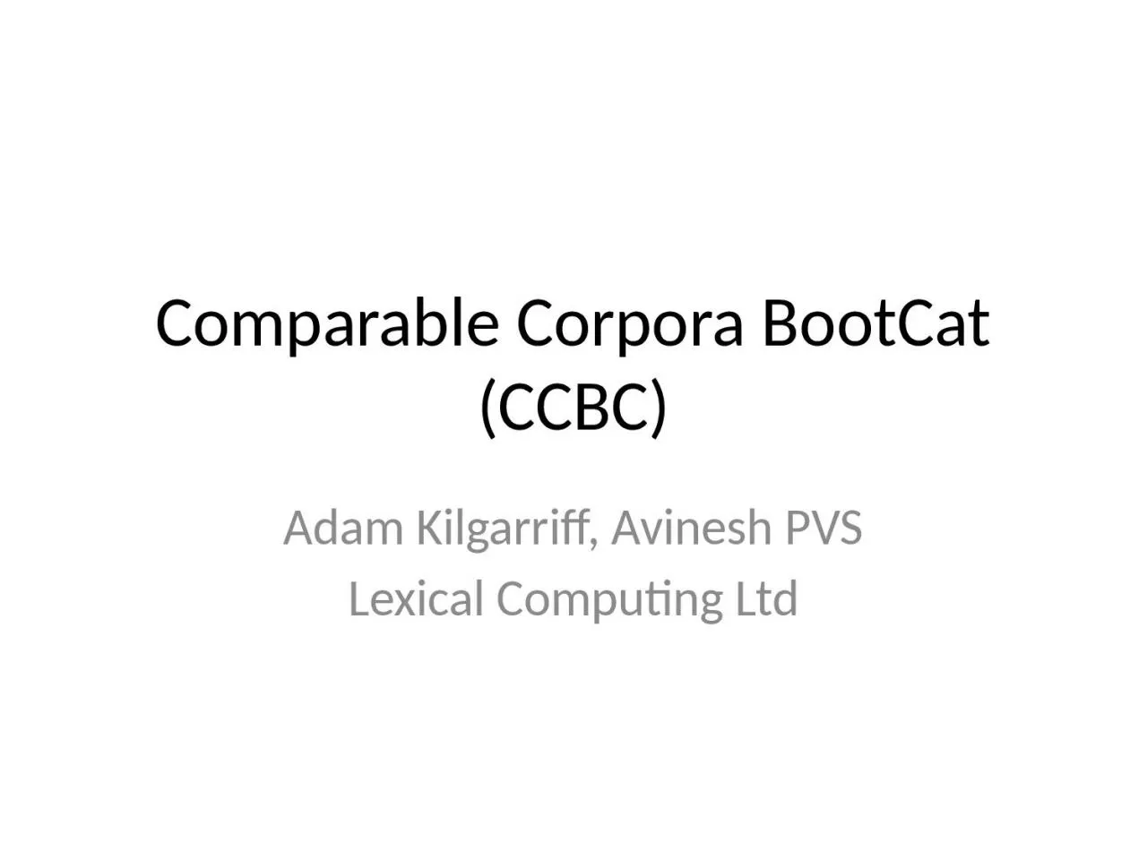 PPT-Comparable Corpora BootCat