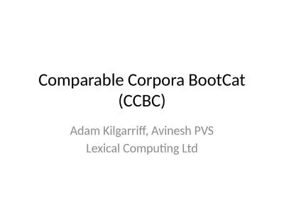 Comparable Corpora  BootCat