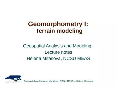 Geospatial Analysis and Modeling - NCSU MEAS – Helena Mitasova