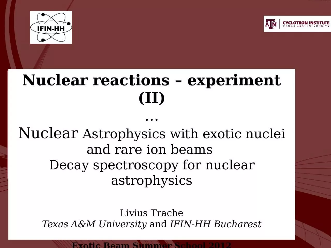 PPT-Nuclear reactions – experiment (II)