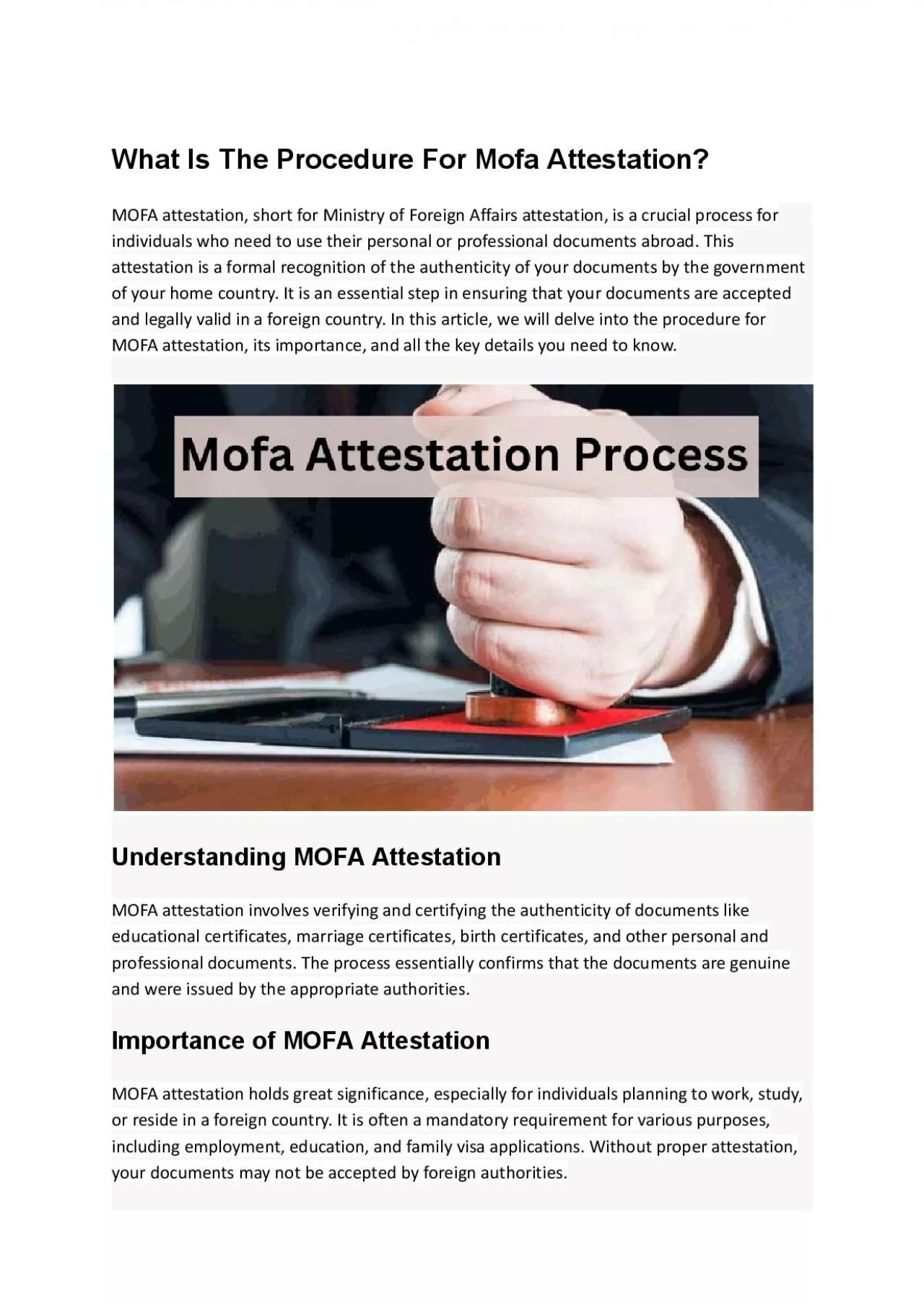 PDF-What Is The Procedure For Mofa Attestation?