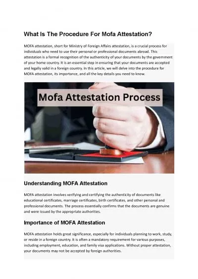 What Is The Procedure For Mofa Attestation?