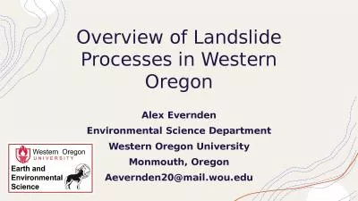 Overview of Landslide Processes in Western Oregon