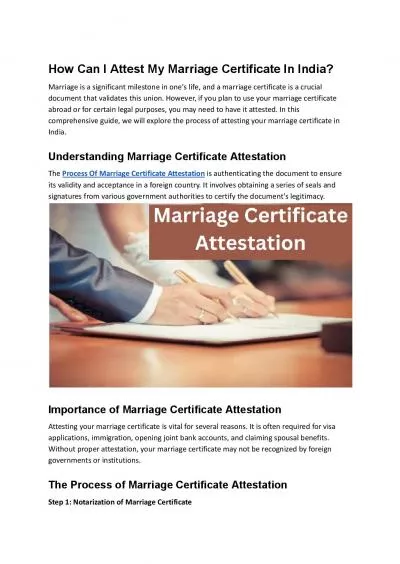 How Can I Attest My Marriage Certificate In India?