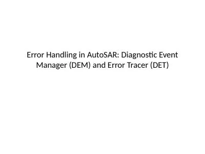 Error Handling in  AutoSAR
