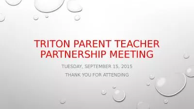 TRITON PARENT TEACHER PARTNERSHIP MEETING