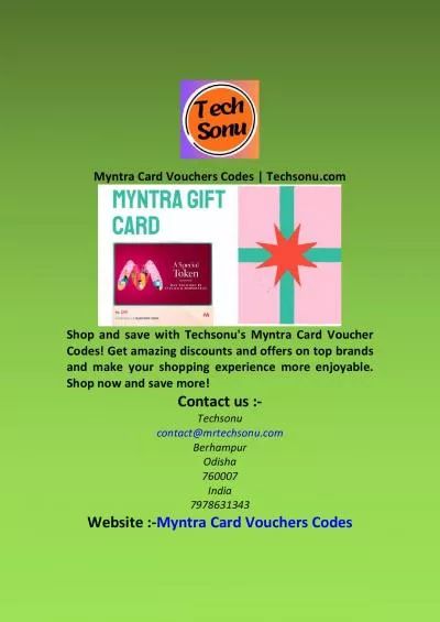 Myntra Card Vouchers Codes | Techsonu.com