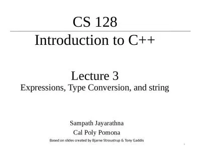 Lecture 3 Expressions, Type Conversion,