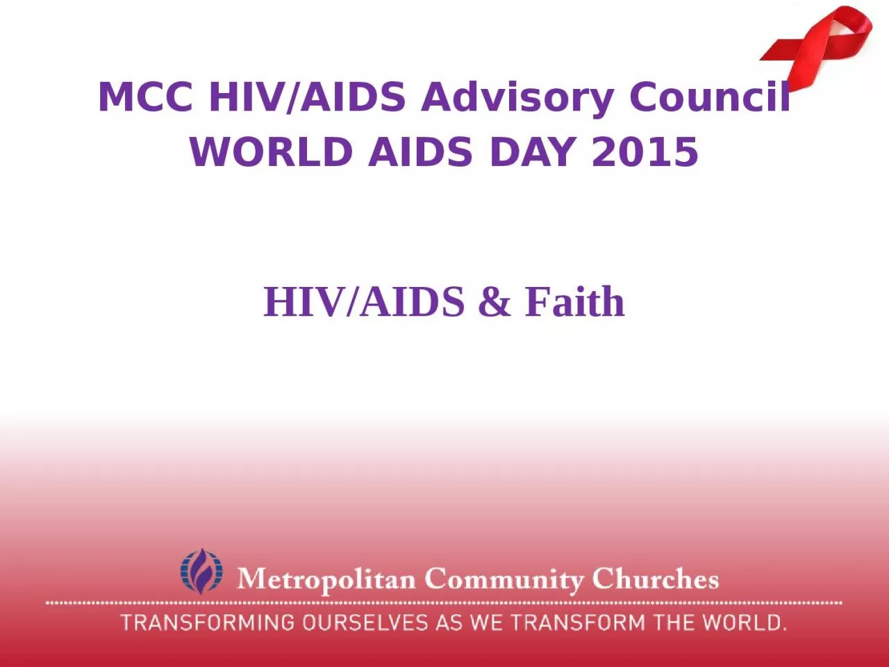 HIV/AIDS & Faith MCC HIV/AIDS Advisory Council