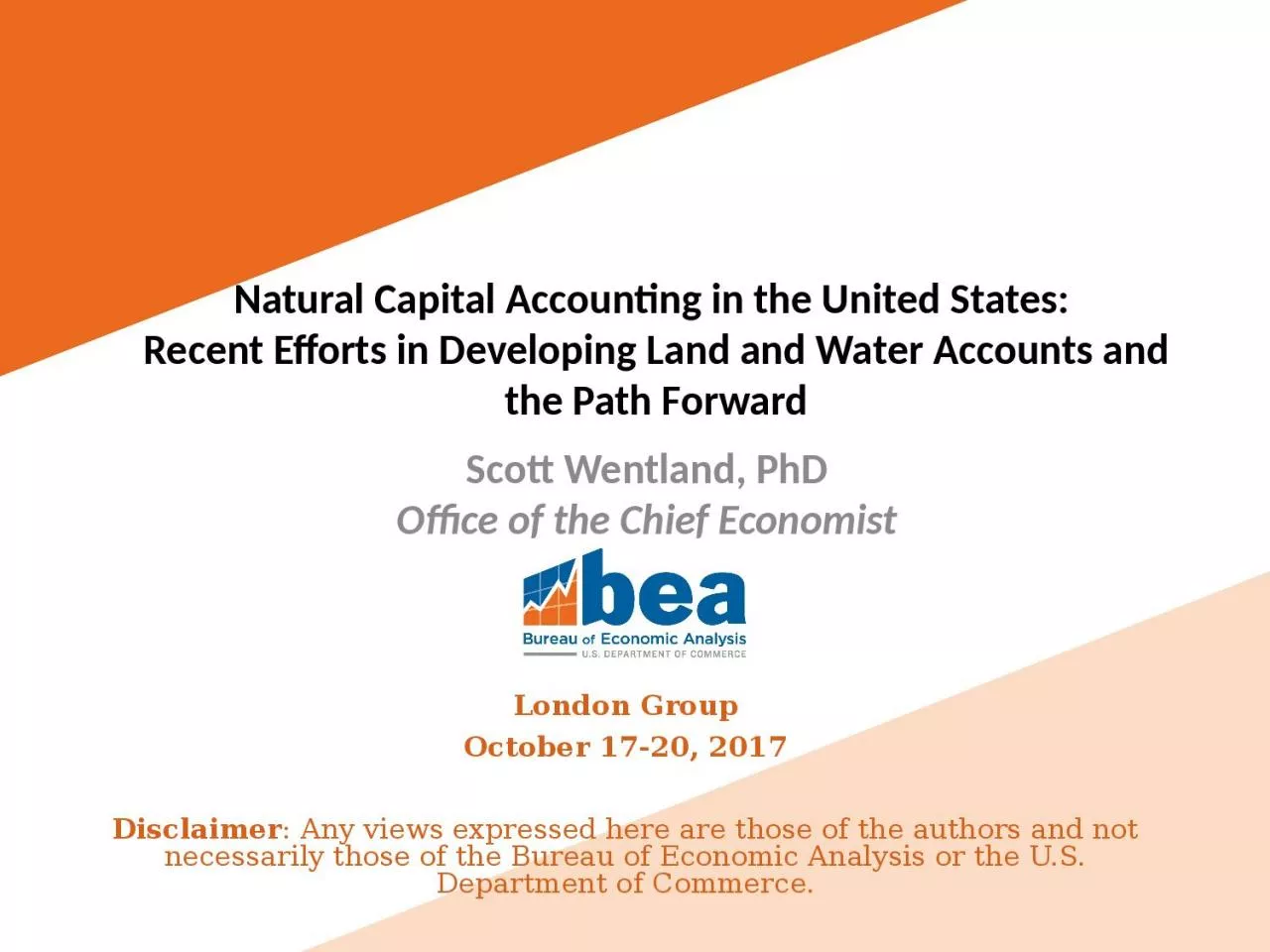 PPT-Natural Capital Accounting in the United States: