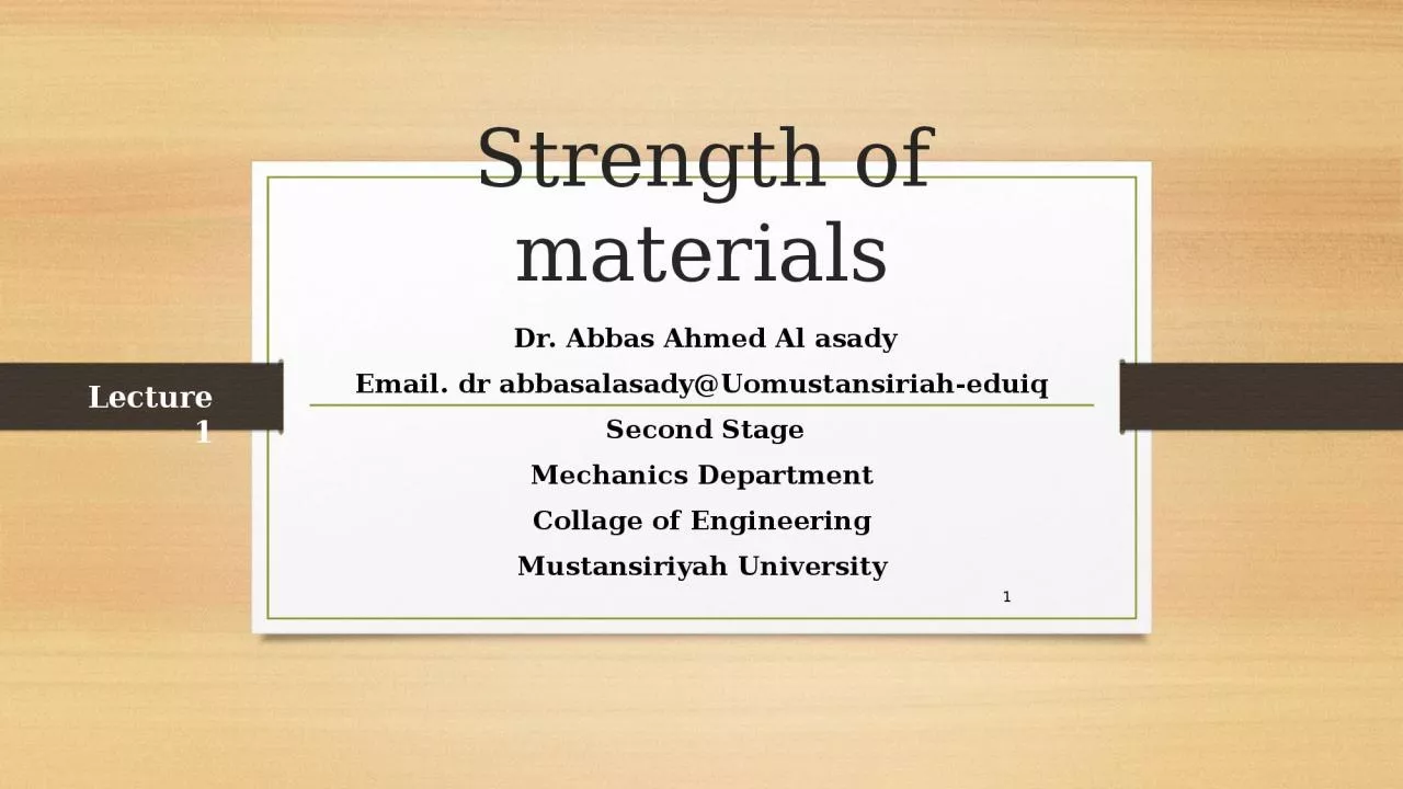 PPT-Strength of materials Dr. Abbas Ahmed Al