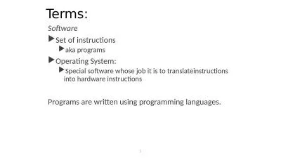 Terms:  Software Set of instructions