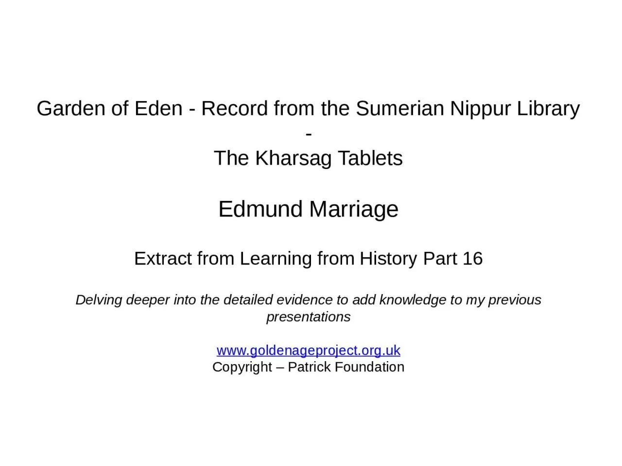 PPT-Garden of Eden - Record from the Sumerian Nippur Library -